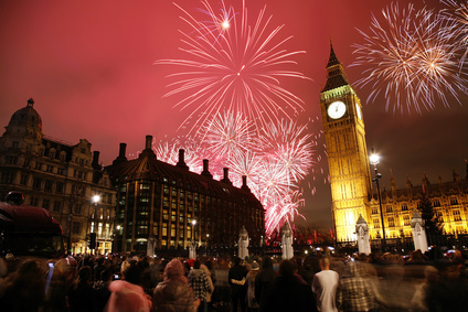 feu d'artifice Big Ben Westminster Londres London Angleterre